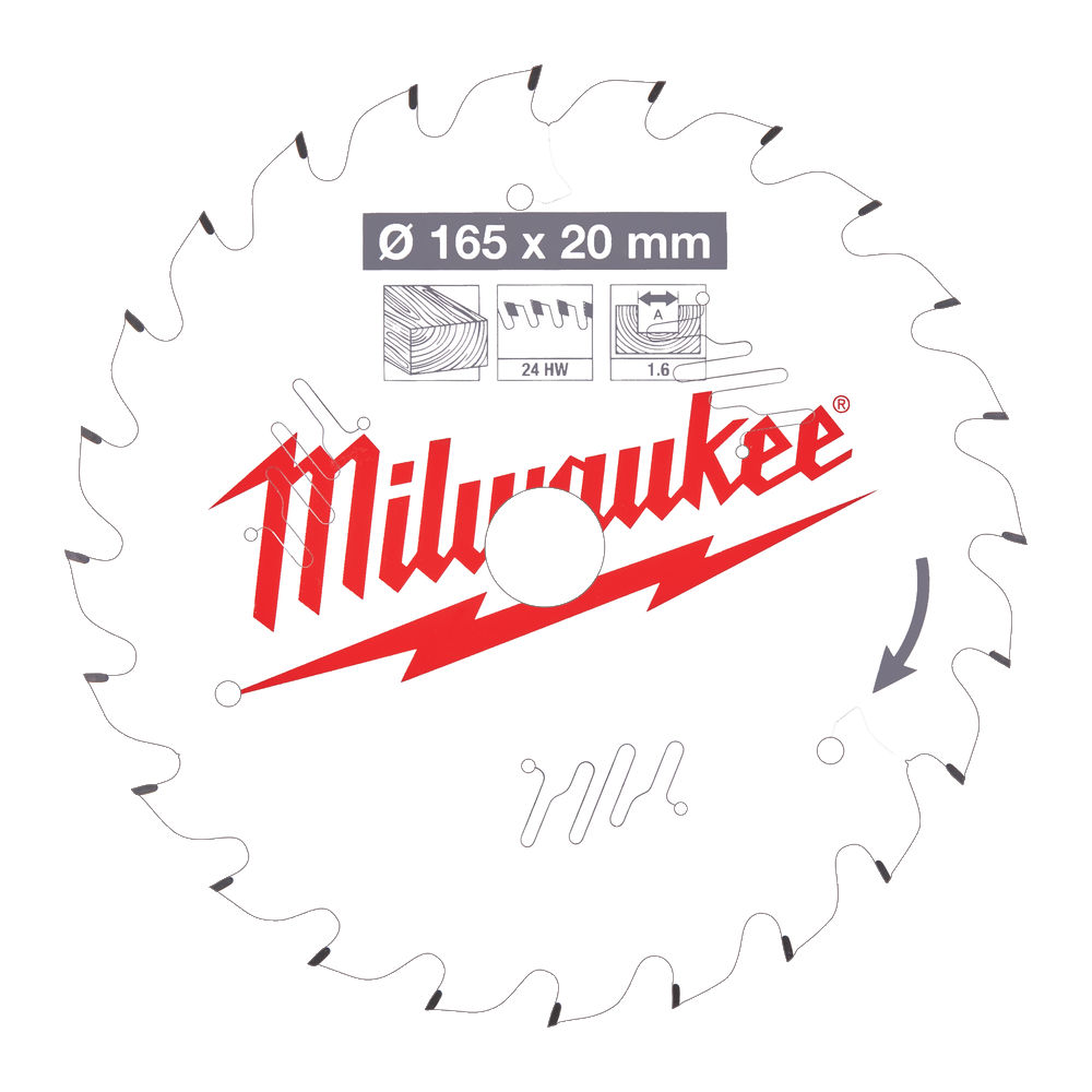 Milwaukee pílový kotúč na drevo 165x20x1.6mm 24z ATB